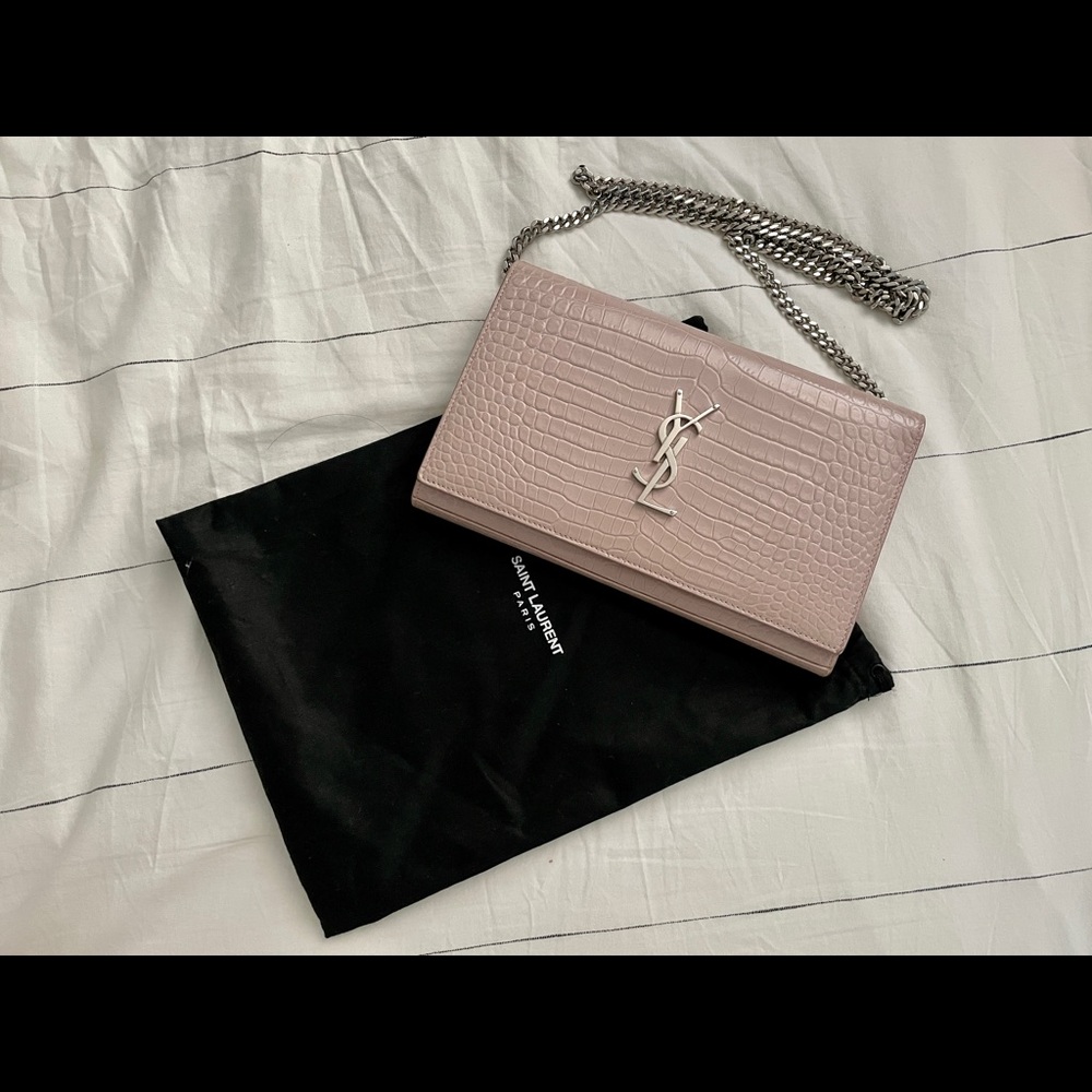 Saint Laurent Kate Croc Embossed WOC